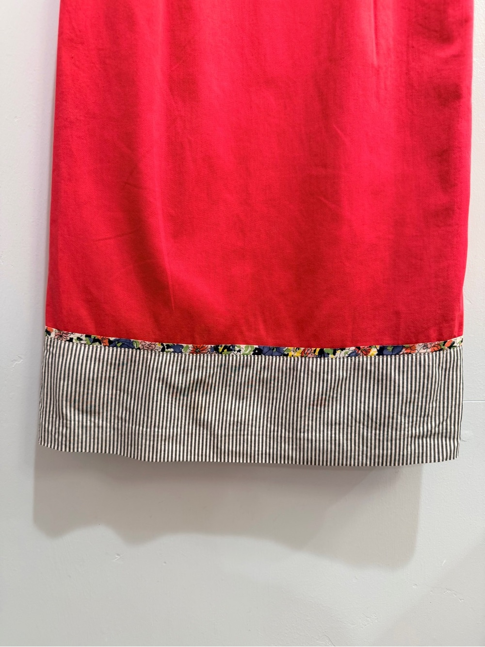Boden Coral Pink Cotton Shift Dress with Cutout Neckline Striped Floral Trim 2 - Picture 6 of 16